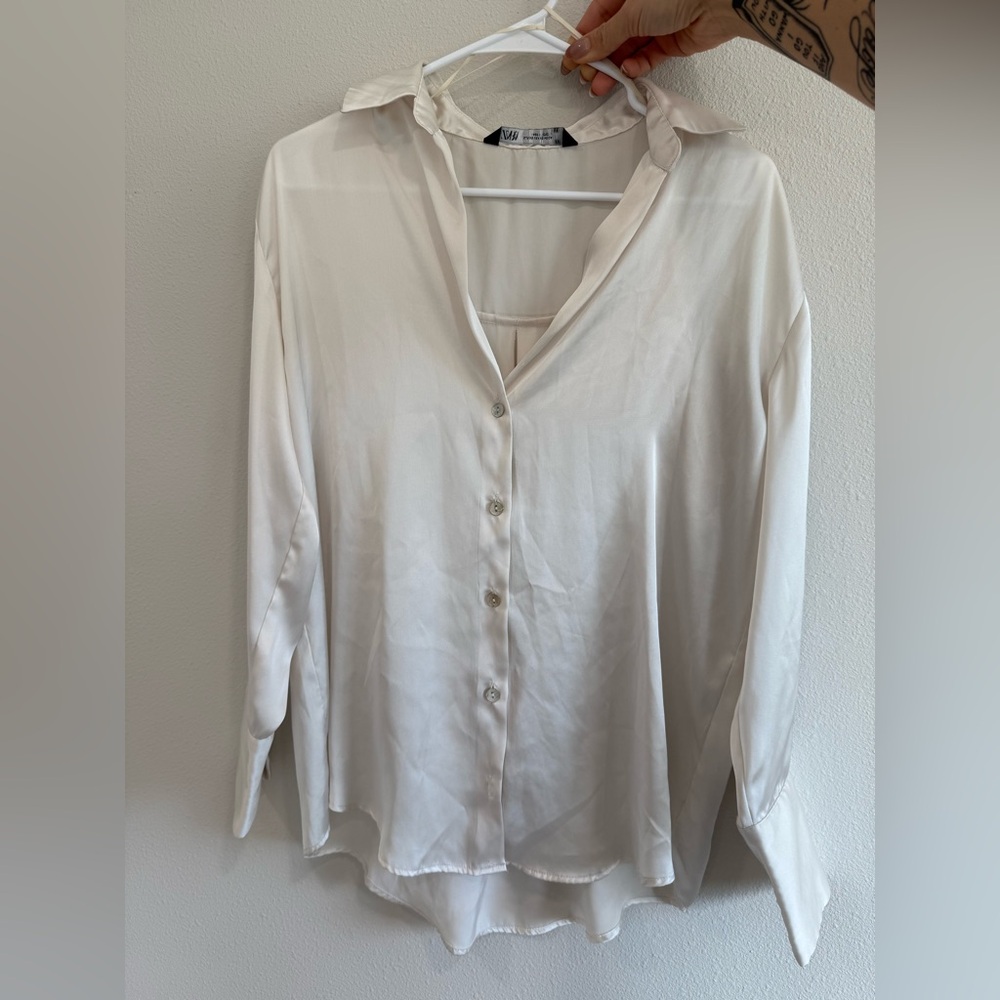 Zara Cream Button Down Shirt